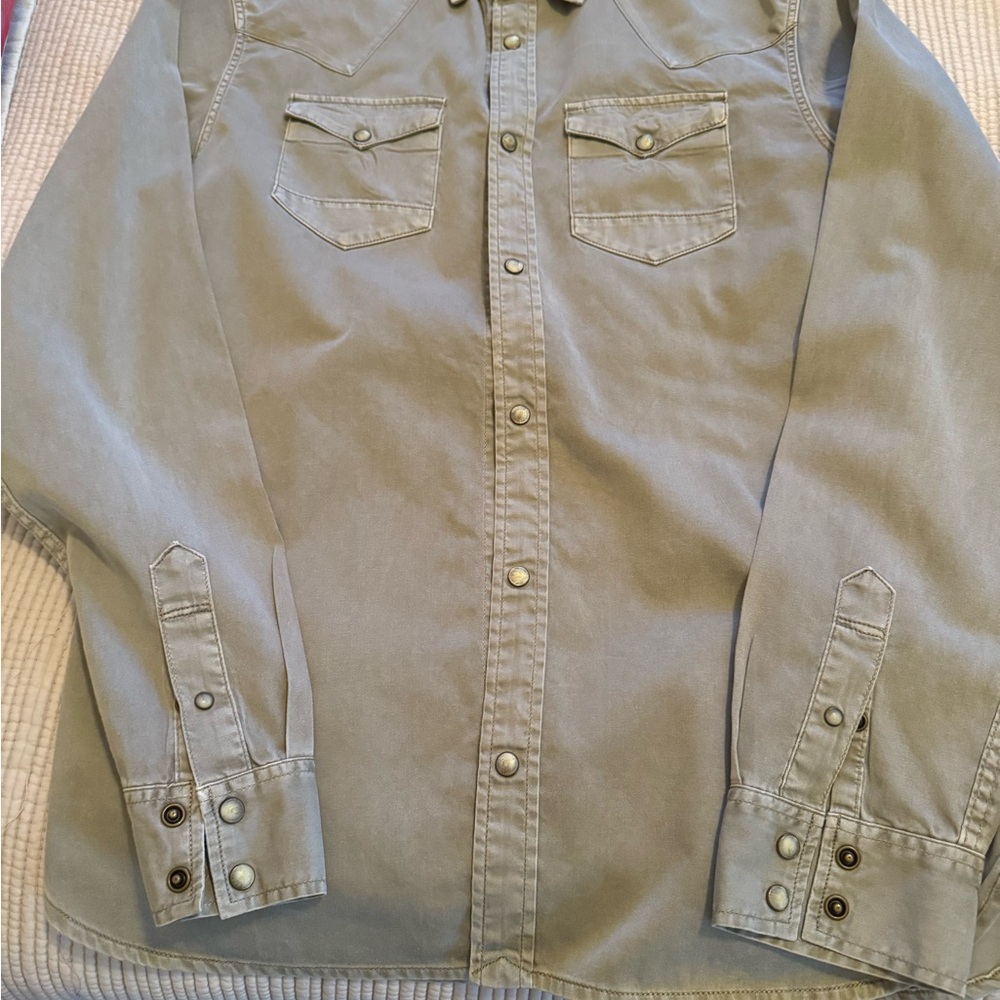 All Saints Olive Green Button-Up Shirt